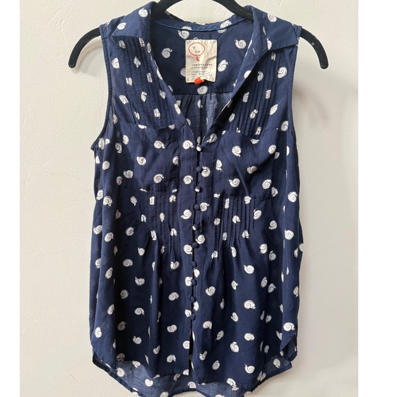 Anthropologie Tops - Anthropologie 7 of‎ 52 Conversations Top Snail Sleeveless Blouse Womens Size XS